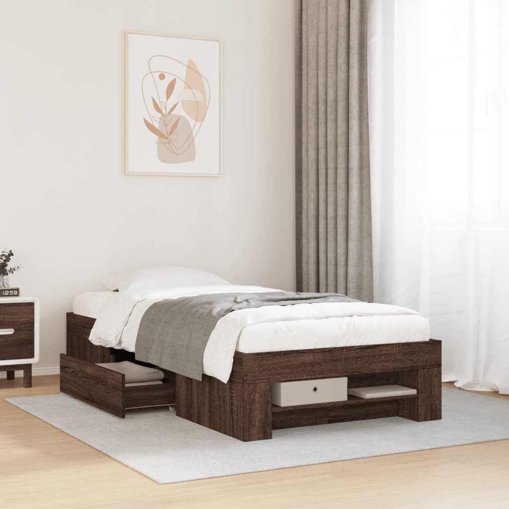 vidaXL Bettgestell ohne Matratze Braun Eiche 100x200 cm Holzwerkstoff