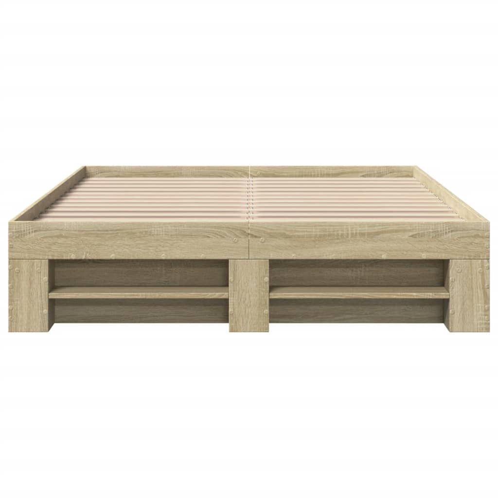 vidaXL Bettgestell Sonoma-Eiche 135x190 cm Holzwerkstoff