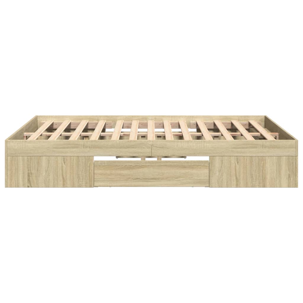 vidaXL Bettgestell Sonoma-Eiche 135x190 cm Holzwerkstoff