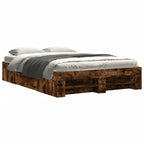 vidaXL Bettgestell Räuchereiche 135x190 cm Holzwerkstoff