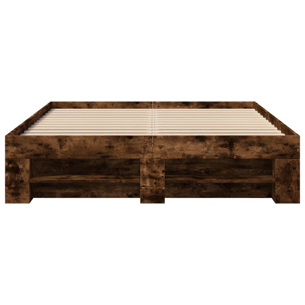 vidaXL Bettgestell Räuchereiche 135x190 cm Holzwerkstoff
