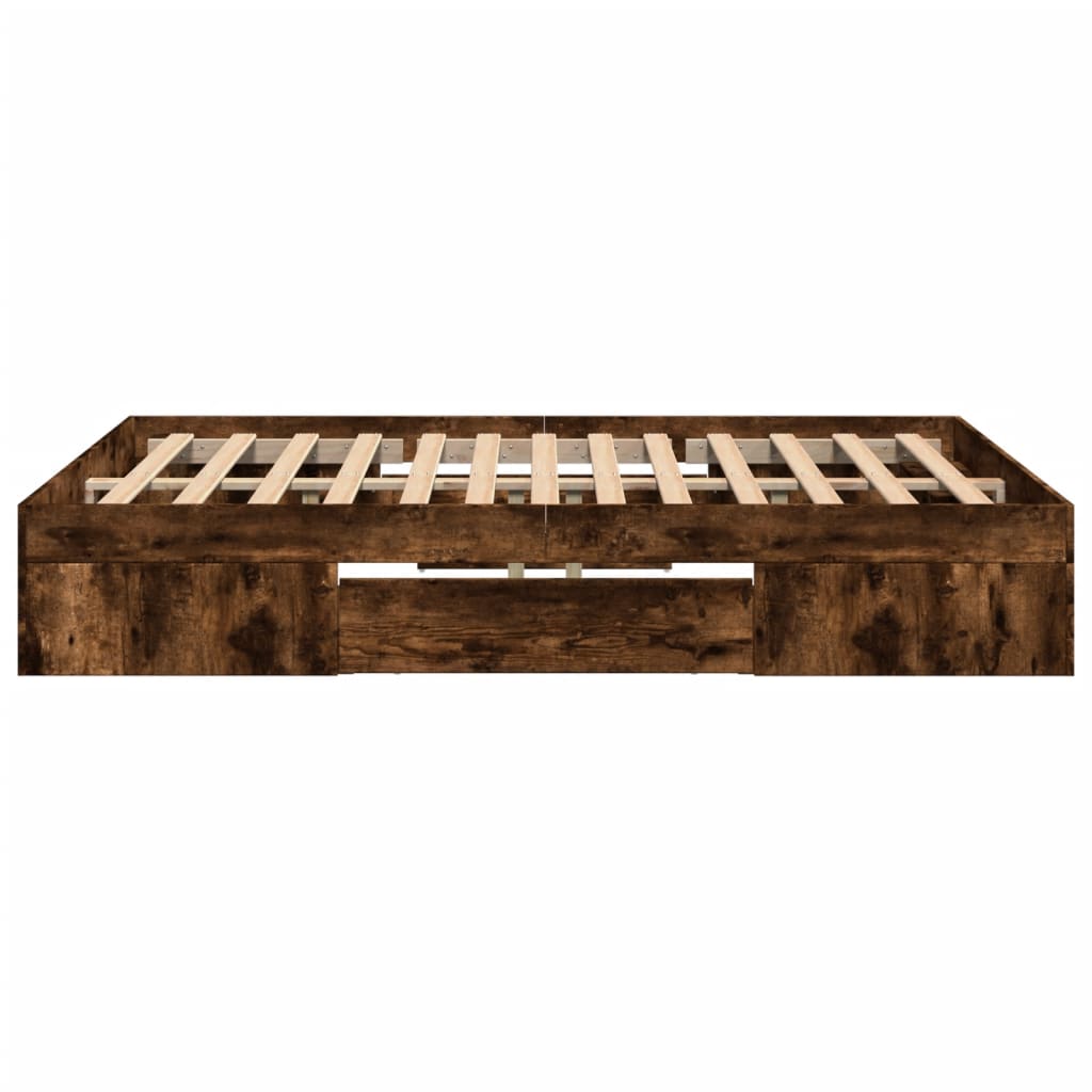 vidaXL Bettgestell Räuchereiche 135x190 cm Holzwerkstoff