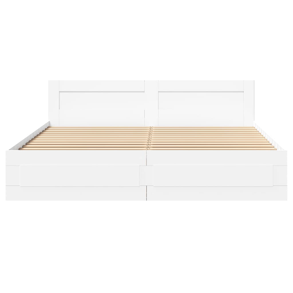 vidaXL Bettgestell mit Kopfteil ohne Matratze Weiß 200x200 cm