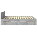 vidaXL Bettgestell mit Kopfteil Betongrau 200x200 cm Holzwerkstoff