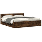vidaXL Bettgestell mit Kopfteil Räuchereiche 200x200 cm Holzwerkstoff