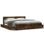 vidaXL Bettgestell mit Kopfteil Räuchereiche 200x200 cm Holzwerkstoff