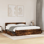 vidaXL Bettgestell mit Kopfteil Räuchereiche 200x200 cm Holzwerkstoff