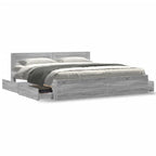 vidaXL Bettgestell mit Kopfteil Grau Sonoma 200x200cm Holzwerkstoff