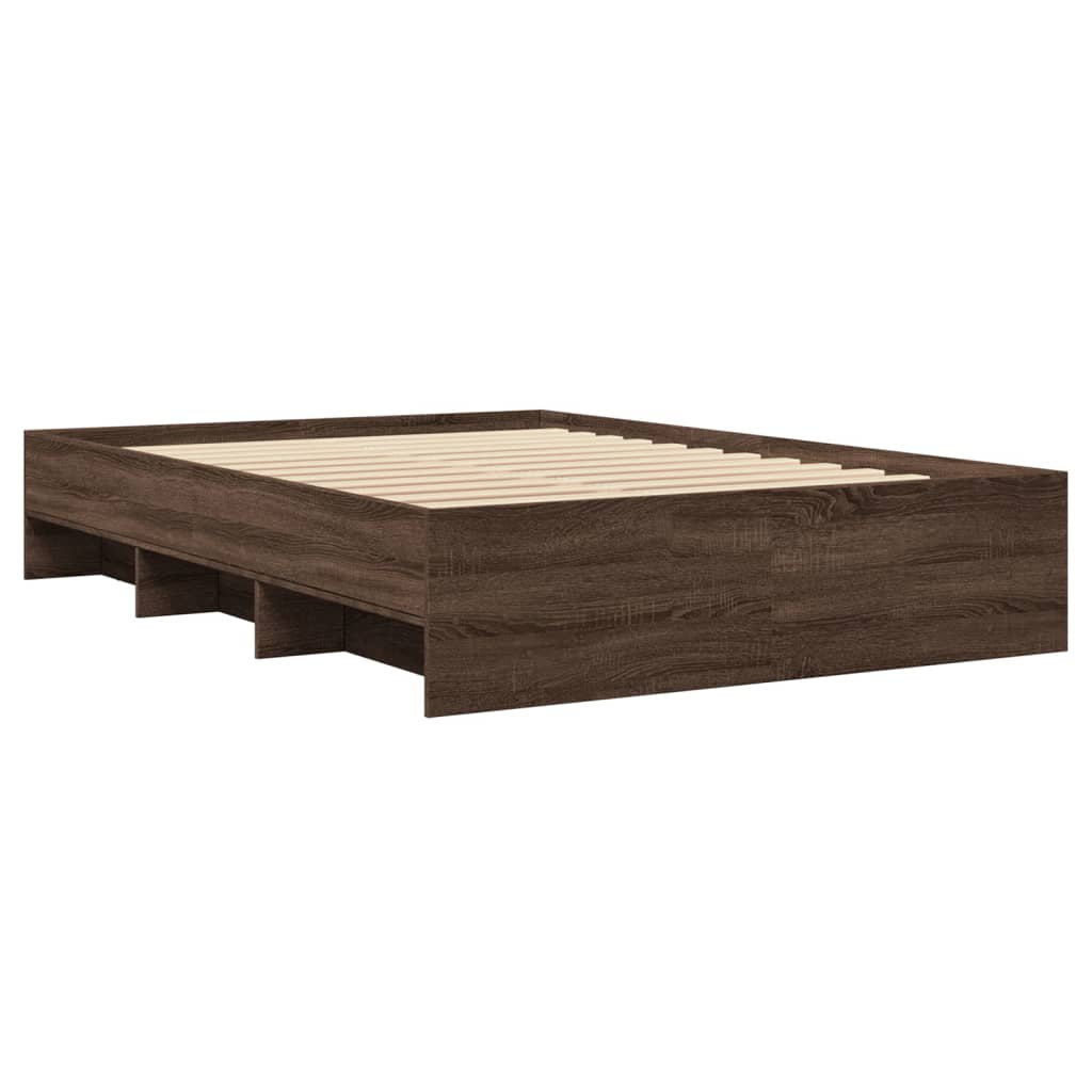 vidaXL Bettgestell Braun Eichen-Optik 135x190 cm Holzwerkstoff