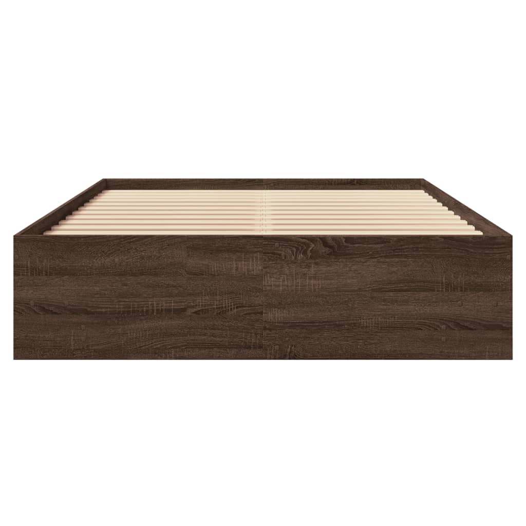 vidaXL Bettgestell Braun Eichen-Optik 135x190 cm Holzwerkstoff