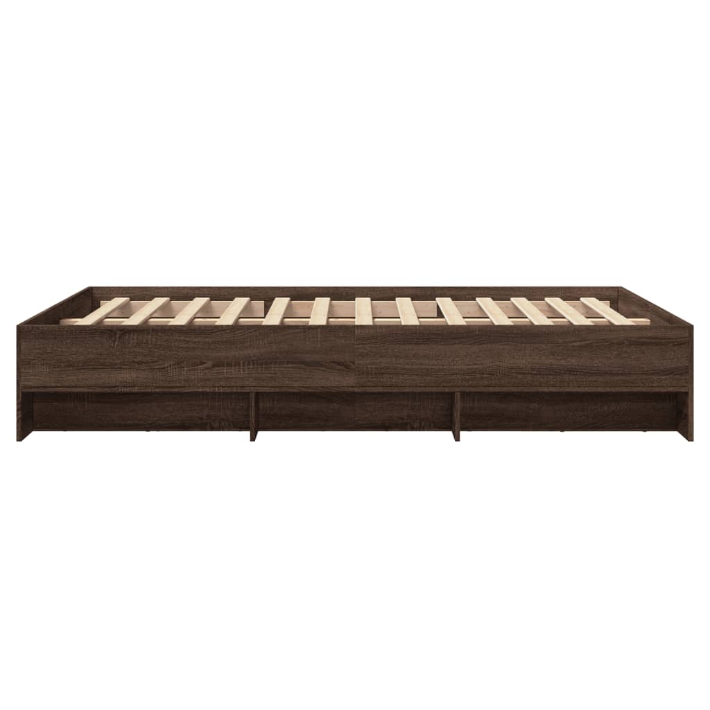 vidaXL Bettgestell Braun Eichen-Optik 135x190 cm Holzwerkstoff