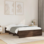 vidaXL Bettgestell Braun Eichen-Optik 135x190 cm Holzwerkstoff