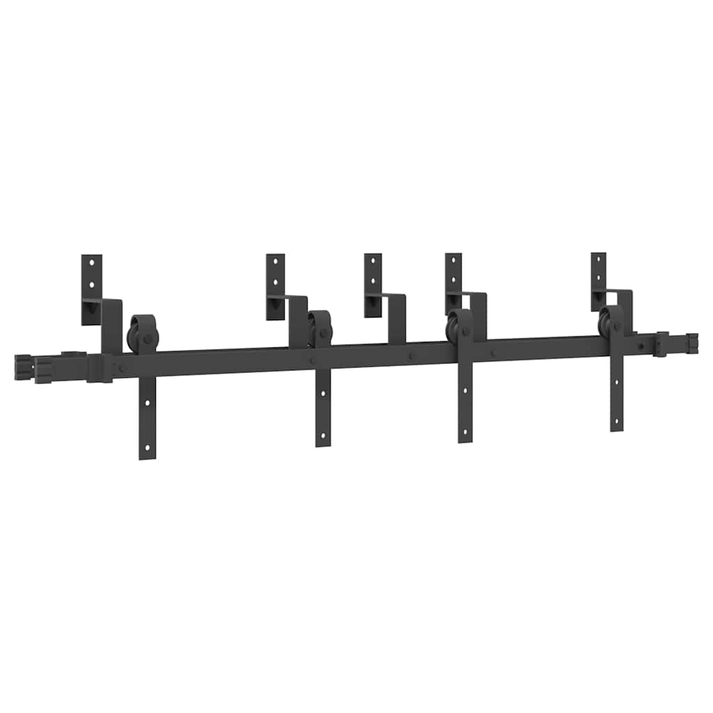 vidaXL Schiebetürbeschlag-Set 152,5 cm Stahl Schwarz