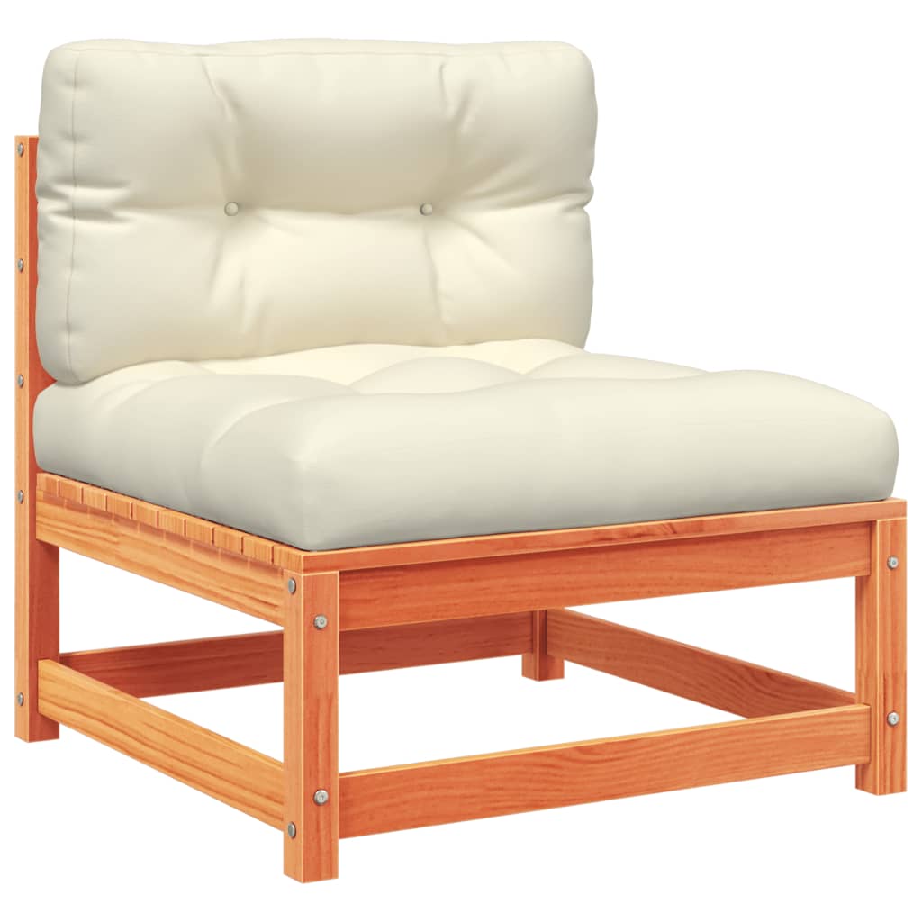 vidaXL 7-tlg. Garten-Sofagarnitur mit Kissen Wachsbraun Kiefernholz
