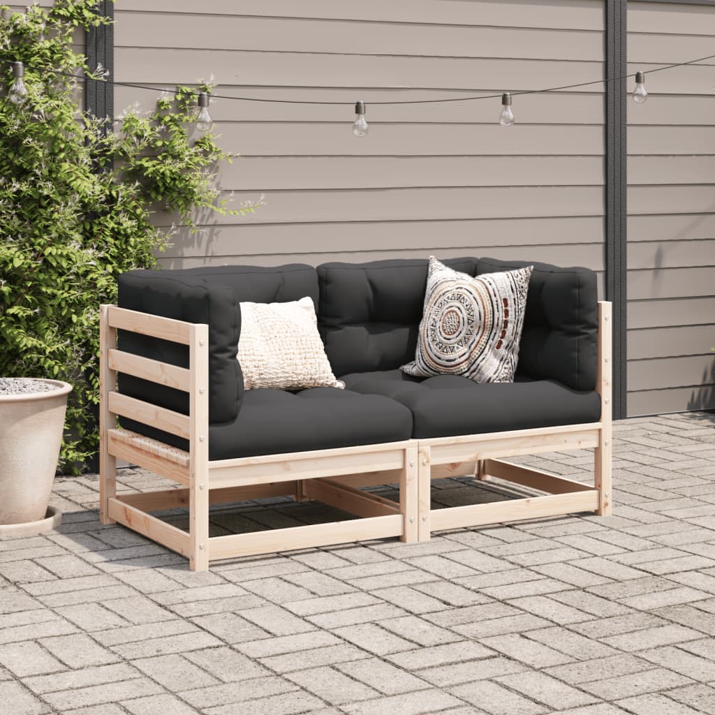 vidaXL 2-tlg. Garten-Sofagarnitur mit Kissen Massivholz Kiefer