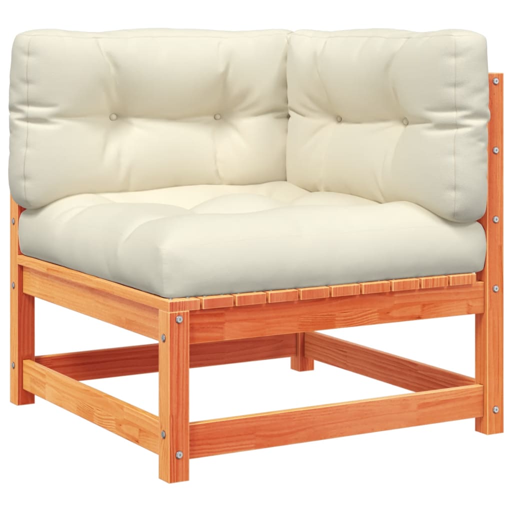 vidaXL 3-tlg. Garten-Sofagarnitur mit Kissen Wachsbraun Kiefernholz