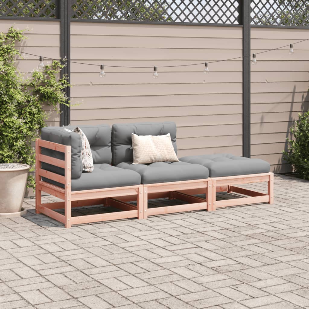 vidaXL 3-tlg. Garten-Sofagarnitur mit Kissen Massivholz Douglasie
