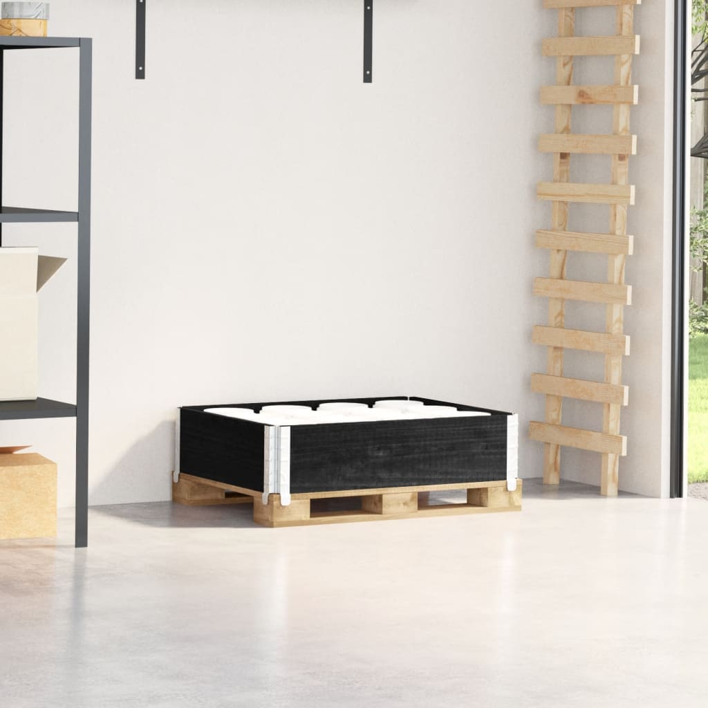 vidaXL Paletten-Aufsatzrahmen Schwarz 80x60 cm Massivholz Kiefer