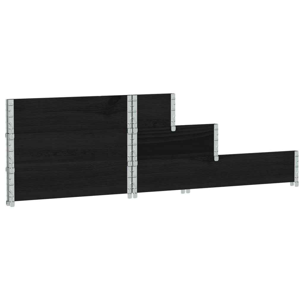 vidaXL Paletten-Aufsatzrahmen 3-fach Schwarz 120x80 cm Massivholz
