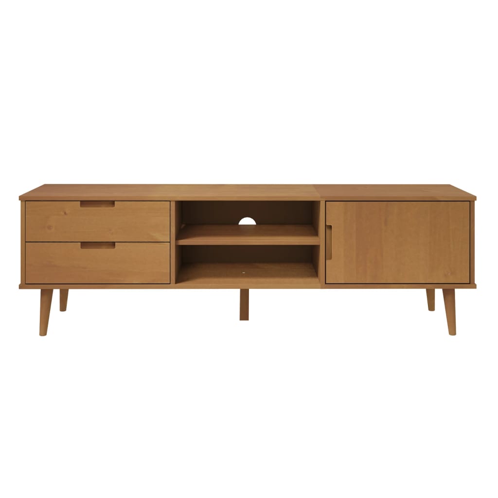 vidaXL TV-Schrank MOLDE Braun 158x40x49 cm Massivholz Kiefer