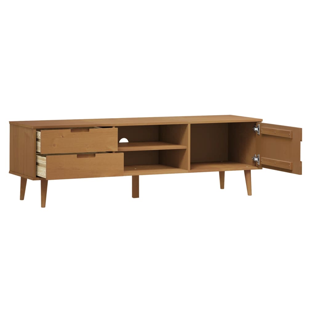 vidaXL TV-Schrank MOLDE Braun 158x40x49 cm Massivholz Kiefer