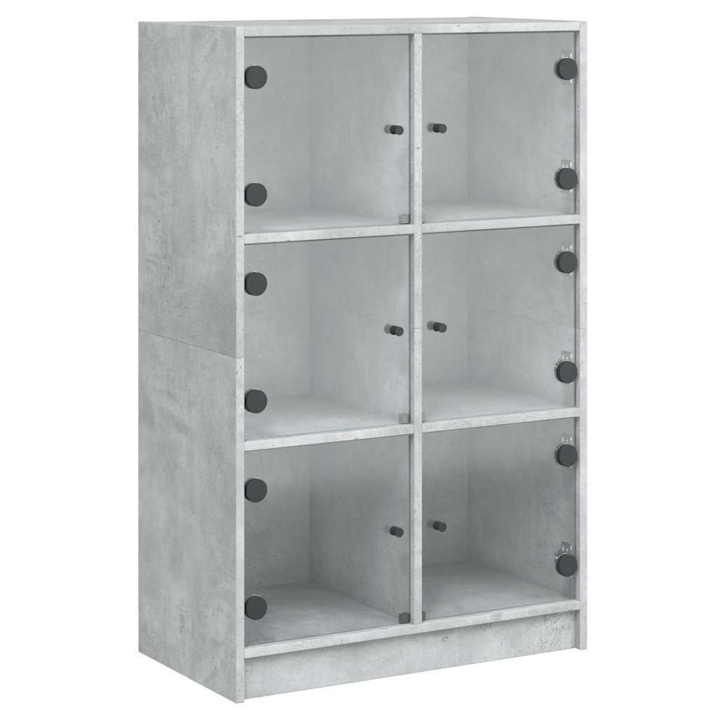 vidaXL Highboard mit Türen Betongrau 68x37x109 cm Holzwerkstoff