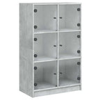 vidaXL Highboard mit Türen Betongrau 68x37x109 cm Holzwerkstoff