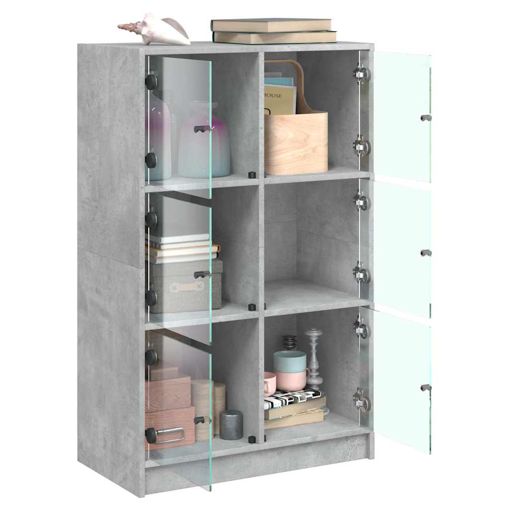 vidaXL Highboard mit Türen Betongrau 68x37x109 cm Holzwerkstoff