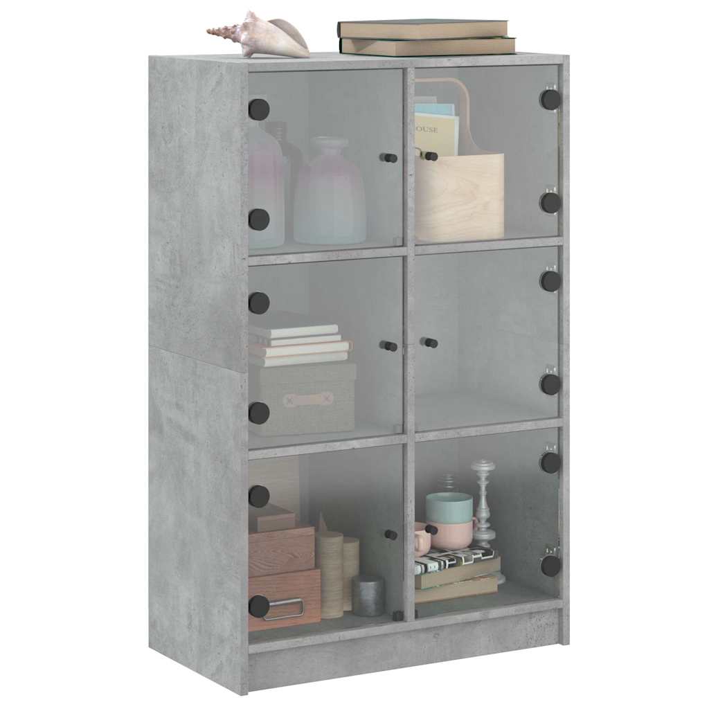 vidaXL Highboard mit Türen Betongrau 68x37x109 cm Holzwerkstoff