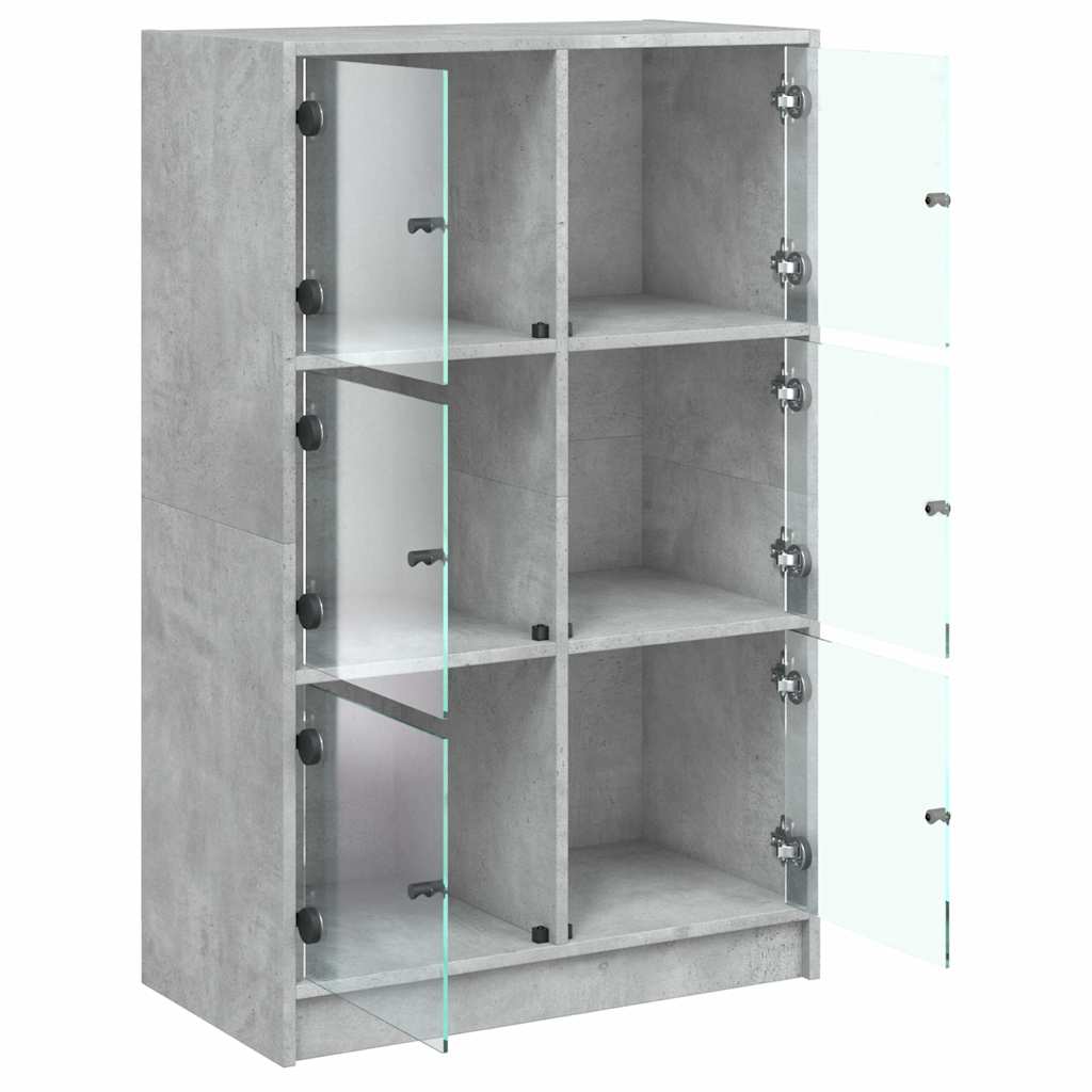 vidaXL Highboard mit Türen Betongrau 68x37x109 cm Holzwerkstoff