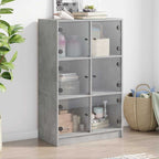 vidaXL Highboard mit Türen Betongrau 68x37x109 cm Holzwerkstoff