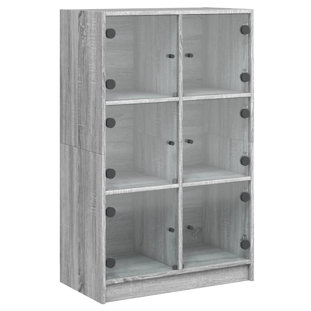 vidaXL Highboard mit Türen Grau Sonoma 68x37x109 cm Holzwerkstoff