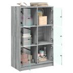 vidaXL Highboard mit Türen Grau Sonoma 68x37x109 cm Holzwerkstoff