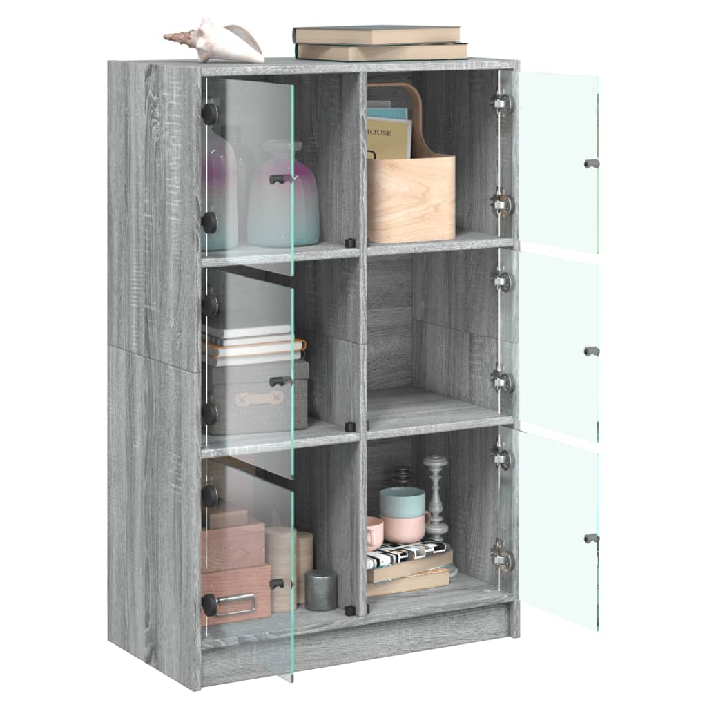 vidaXL Highboard mit Türen Grau Sonoma 68x37x109 cm Holzwerkstoff
