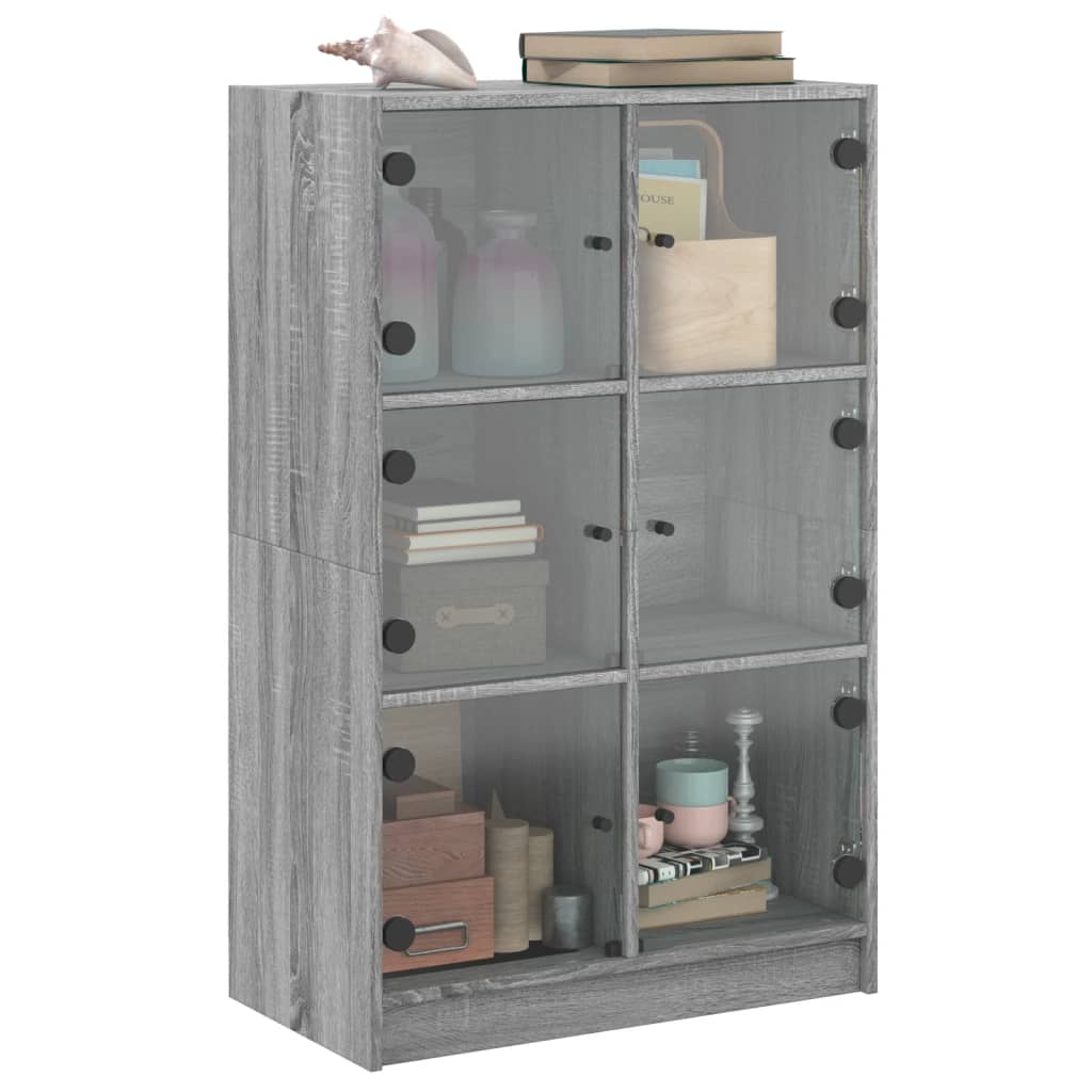 vidaXL Highboard mit Türen Grau Sonoma 68x37x109 cm Holzwerkstoff