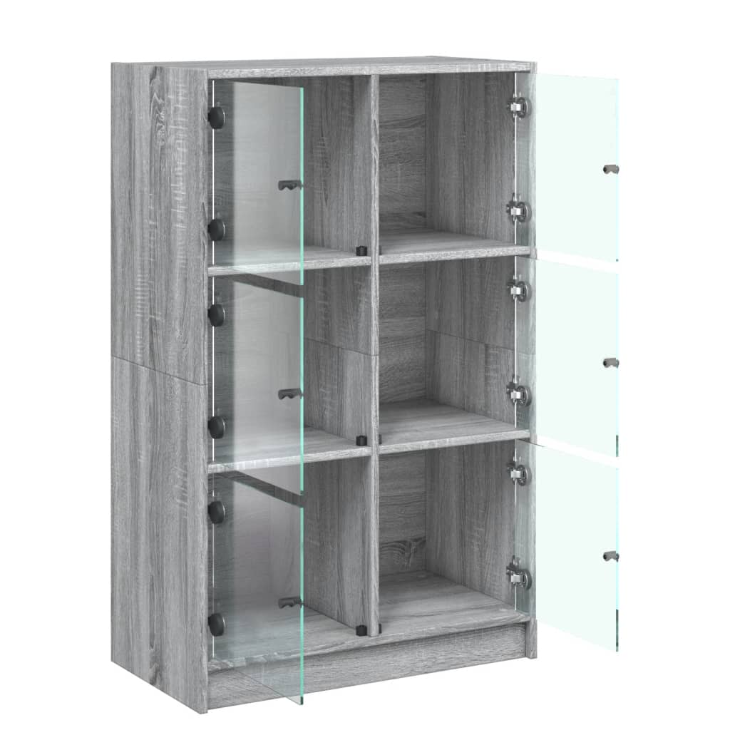 vidaXL Highboard mit Türen Grau Sonoma 68x37x109 cm Holzwerkstoff