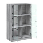 vidaXL Highboard mit Türen Grau Sonoma 68x37x109 cm Holzwerkstoff