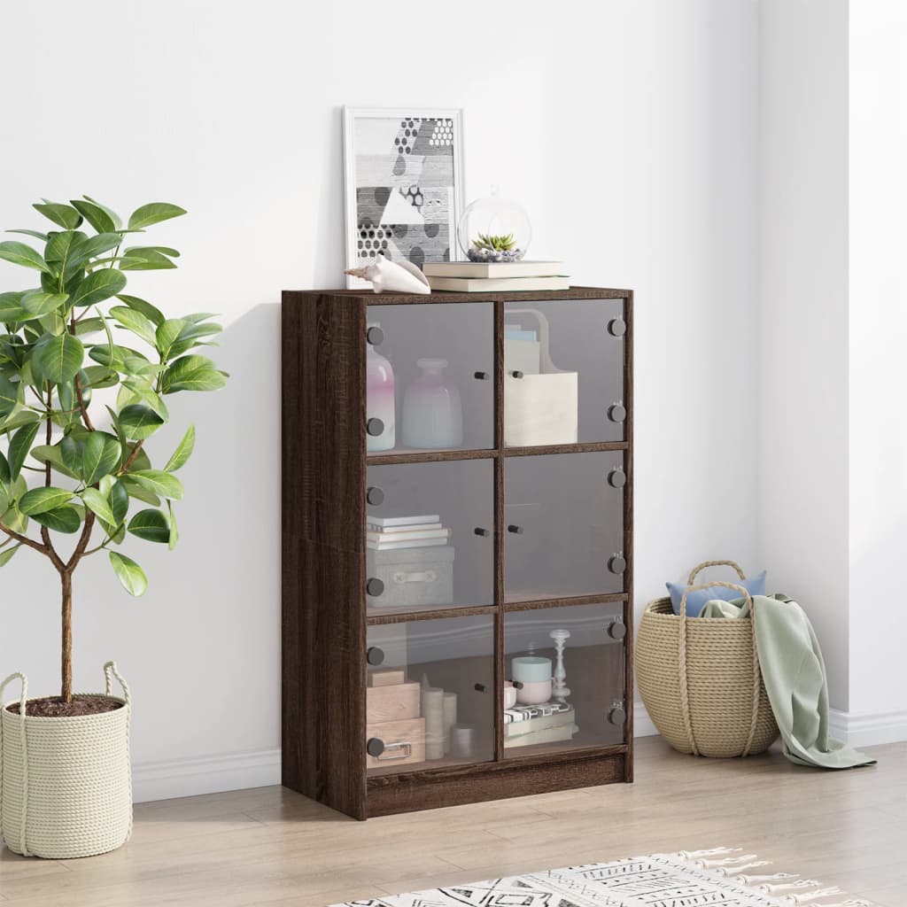 vidaXL Highboard mit Türen Braun Eiche-Optik 68x37x109cm Holzwerkstoff