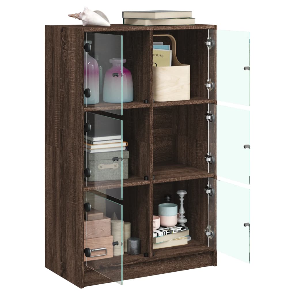 vidaXL Highboard mit Türen Braun Eiche-Optik 68x37x109cm Holzwerkstoff