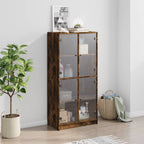 vidaXL Highboard mit Türen Räuchereiche 68x37x142 cm Holzwerkstoff