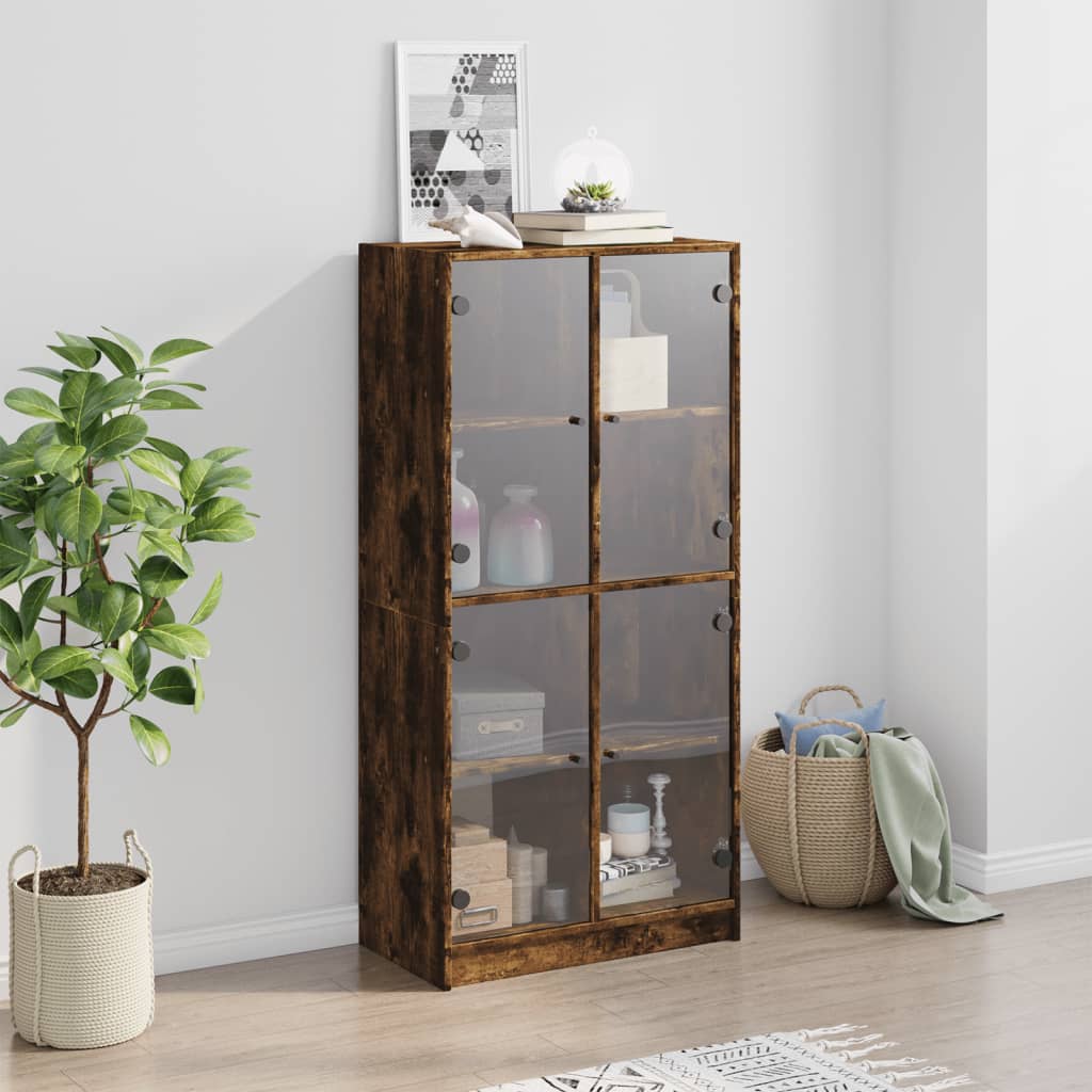 vidaXL Highboard mit Türen Räuchereiche 68x37x142 cm Holzwerkstoff