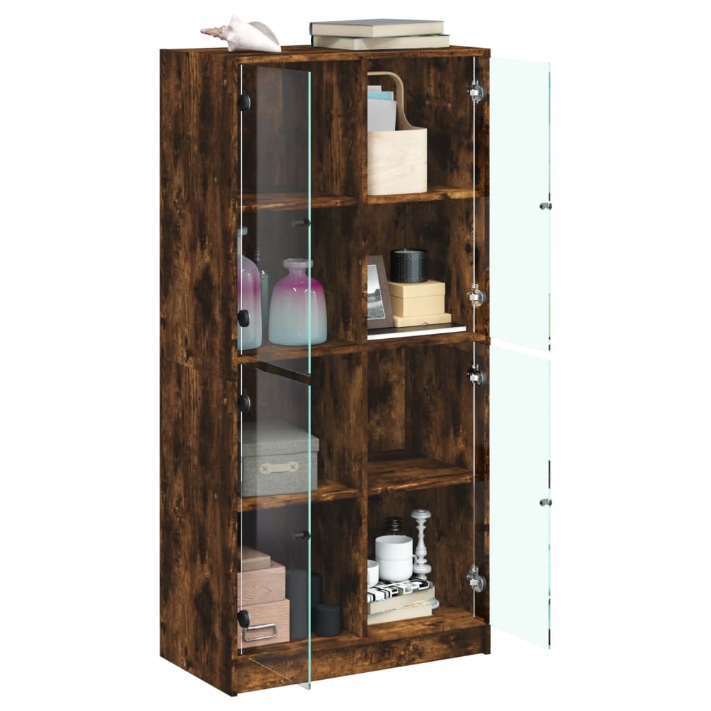vidaXL Highboard mit Türen Räuchereiche 68x37x142 cm Holzwerkstoff