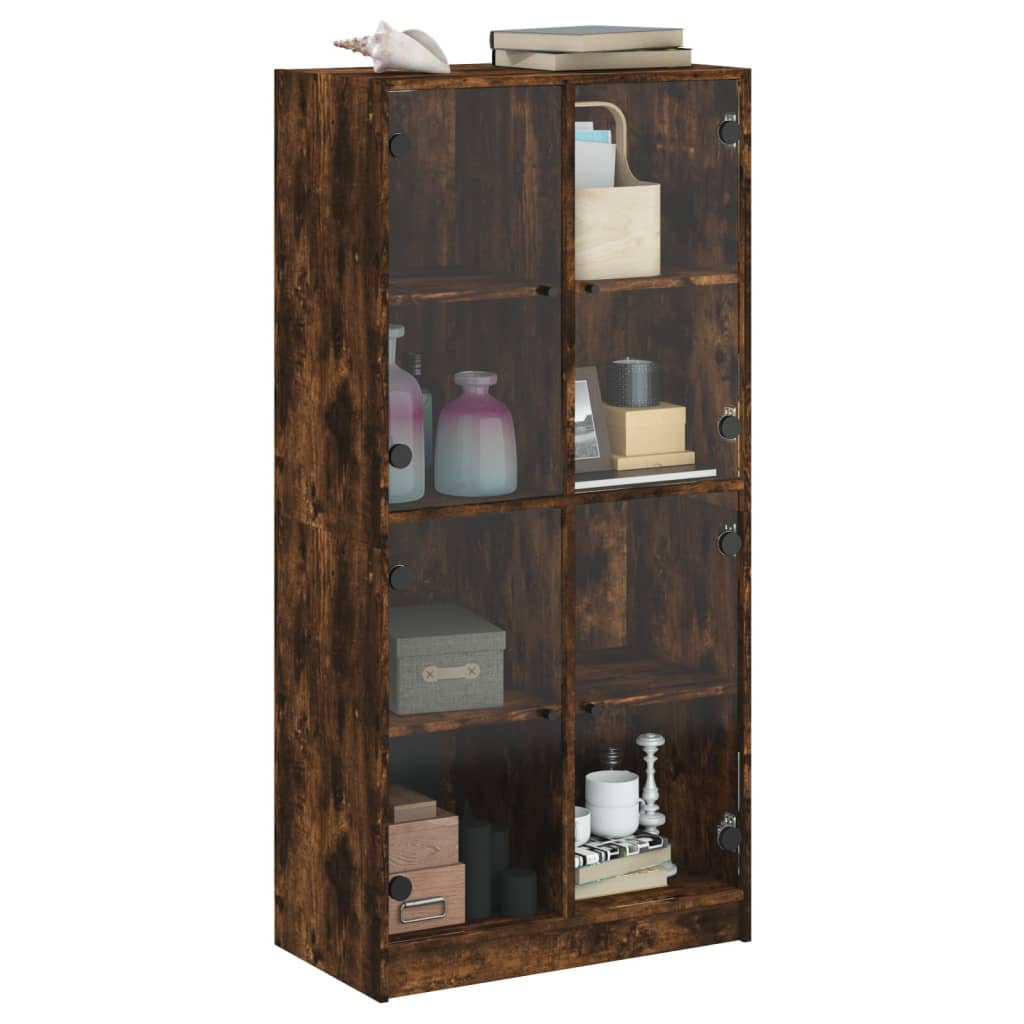 vidaXL Highboard mit Türen Räuchereiche 68x37x142 cm Holzwerkstoff