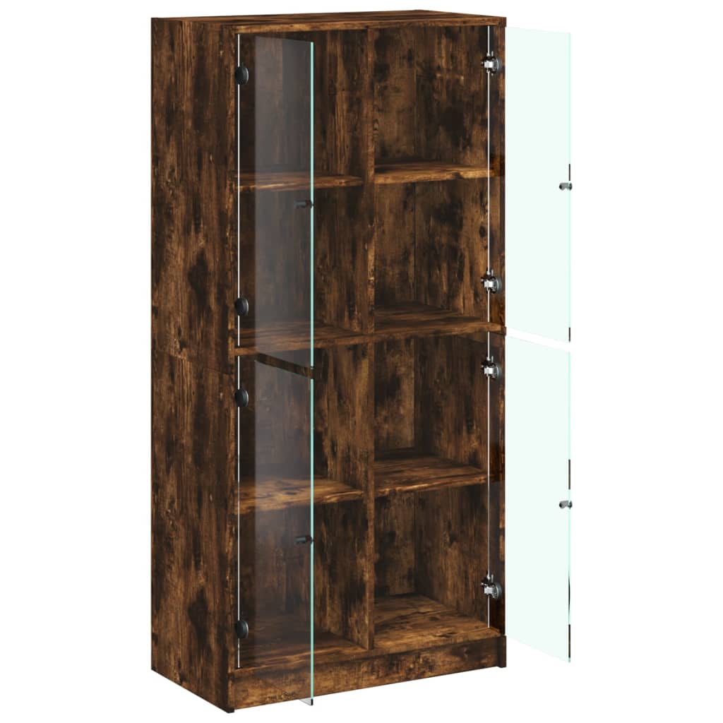 vidaXL Highboard mit Türen Räuchereiche 68x37x142 cm Holzwerkstoff