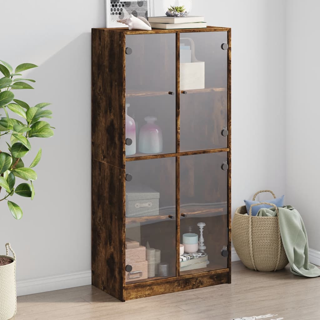 vidaXL Highboard mit Türen Räuchereiche 68x37x142 cm Holzwerkstoff