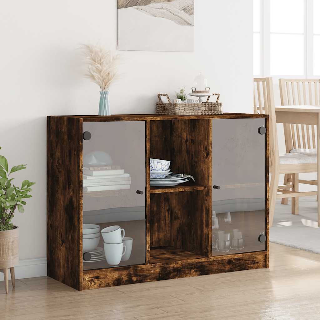 vidaXL Sideboard Räuchereiche 102x37x75,5 cm Holzwerkstoff