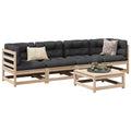 vidaXL 5-tlg. Garten-Sofagarnitur mit Kissen Massivholz Kiefer