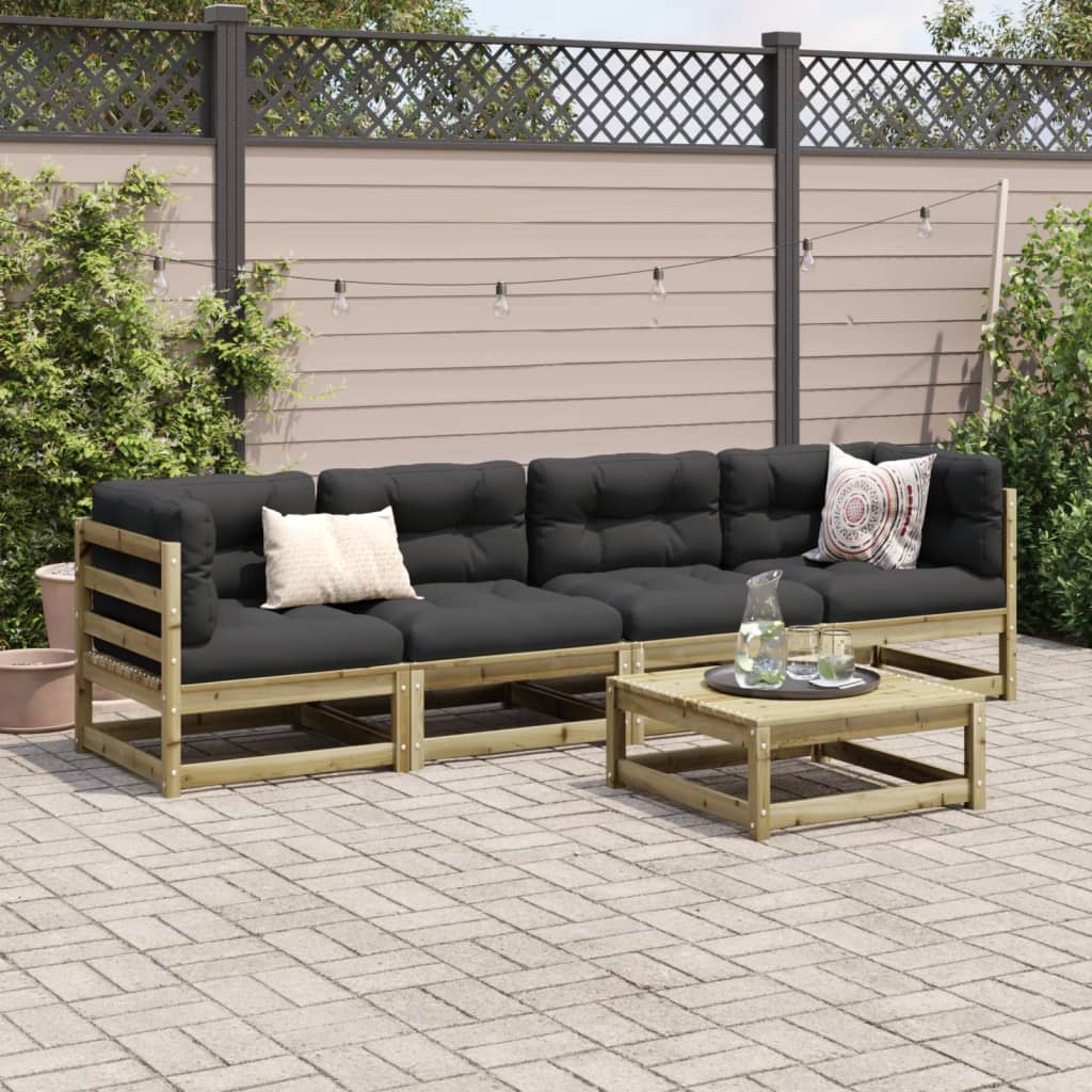 vidaXL 5-tlg. Garten-Sofagarnitur Kiefernholz Imprägniert