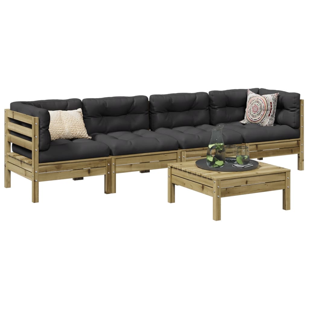 vidaXL 5-tlg. Garten-Sofagarnitur mit Kissen Kiefernholz Imprägniert