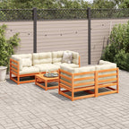 vidaXL 6-tlg. Garten-Sofagarnitur Wachsbraun Massivholz Kiefer